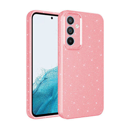 Galaxy S24 Kılıf Kamera Korumalı Simli Lüks Zore Koton Kapak-Pembe