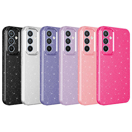 Galaxy S24 Kılıf Kamera Korumalı Simli Lüks Zore Koton Kapak-Pembe