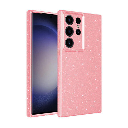 Samsung Galaxy S24 Ultra Kılıf Kamera Korumalı Simli Lüks Koton Kapak