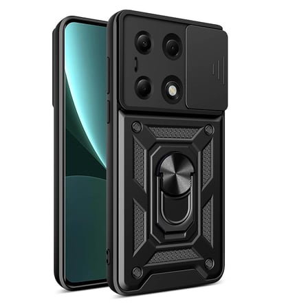 Xiaomi Redmi Note 13 Pro 4G Kılıf Sürgülü Kamera Koruyucu Manyetik Standlı Tank Koruma FORUMSHOP