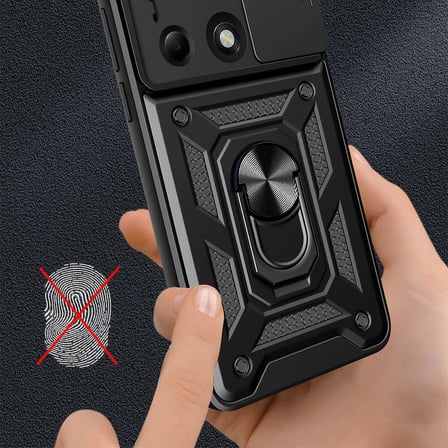 Xiaomi Redmi Note 13 Pro 4G Kılıf Sürgülü Kamera Koruyucu Manyetik Standlı Tank Koruma FORUMSHOP
