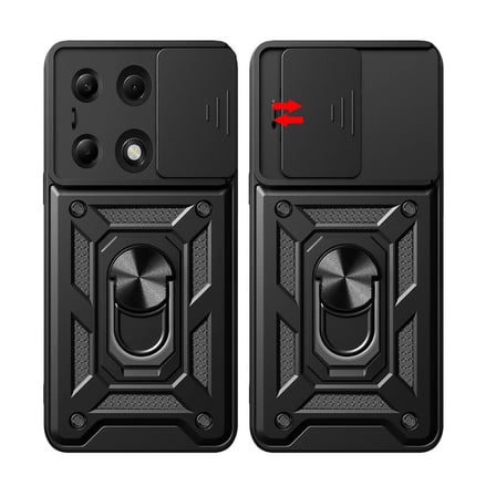 Xiaomi Redmi Note 13 Pro 4G Kılıf Sürgülü Kamera Koruyucu Manyetik Standlı Tank Koruma FORUMSHOP