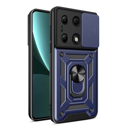 Xiaomi Poco M6 Pro 4G Kılıf Sürgülü Kamera Koruyucu Manyetik Standlı Tank Koruma Nourth