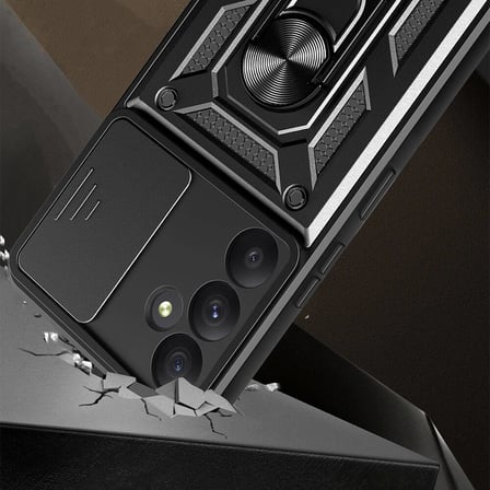 Galaxy A55 Kılıf Sürgülü Kamera Koruyucu Manyetik Standlı Tank Koruma SystemCom