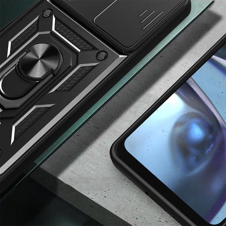 Galaxy A55 Kılıf Sürgülü Kamera Koruyucu Manyetik Standlı Tank Koruma SystemCom