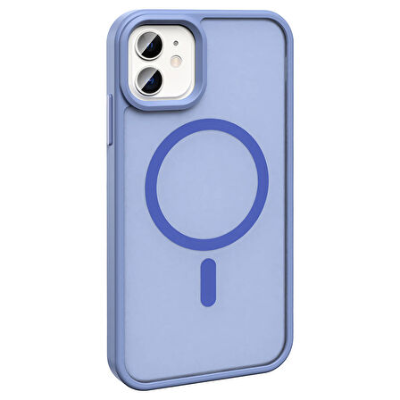 iPhone 11 Kılıf Magsafe Şarj Özellikli Mat Arka Yüzey Zore Sio Kapak-Lacivert