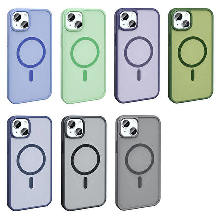 iPhone 13 Kılıf Magsafe Şarj Özellikli Mat Arka Yüzey Zore Sio Kapak-Lila