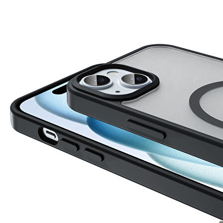 Apple iPhone 15 Uyumlu Kılıf Magsafe Şarj Özellikli Mat Arka Yüzey Sio Kapak