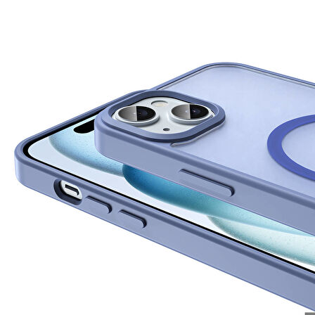 Apple iPhone 15 Uyumlu Kılıf Magsafe Şarj Özellikli Mat Arka Yüzey Sio Kapak