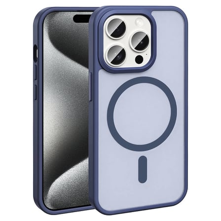 iPhone 15 Pro Kılıf Magsafe Şarj Özellikli Mat Arka Yüzey Zore Sio Kapak-Lacivert