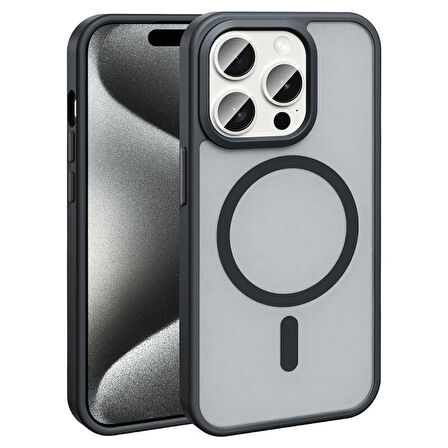 Apple iPhone 15 Pro Max Kılıf Magsafe Şarj Özellikli Mat Arka Yüzey Sio Kapak