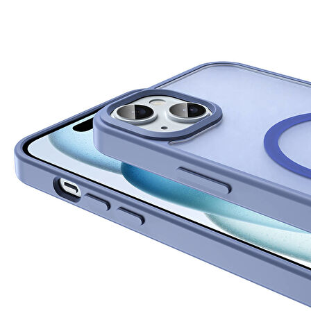 iPhone 14 Plus Kılıf Magsafe Şarj Özellikli Mat Arka Yüzey Zore Sio Kapak-Gri