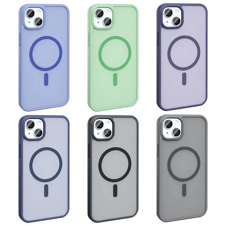iPhone 15 Plus Kılıf Magsafe Şarj Özellikli Mat Arka Yüzey Zore Sio Kapak-Gri