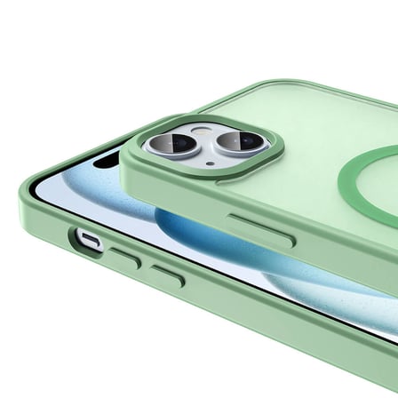 iPhone 15 Plus Kılıf Magsafe Şarj Özellikli Mat Arka Yüzey Zore Sio Kapak-Gri