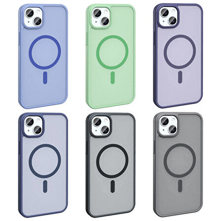 iPhone 15 Plus Kılıf Magsafe Şarj Özellikli Mat Arka Yüzey Zore Sio Kapak-Lila