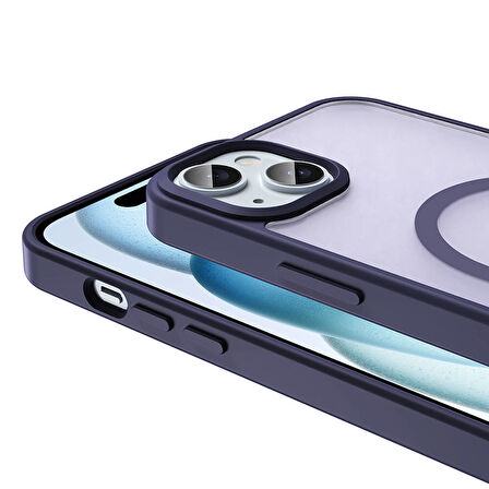 iPhone 15 Plus Kılıf Magsafe Şarj Özellikli Mat Arka Yüzey Zore Sio Kapak-Lila