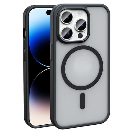 iPhone 14 Pro Max Kılıf Magsafe Şarj Özellikli Mat Arka Yüzey Zore Sio Kapak-Siyah