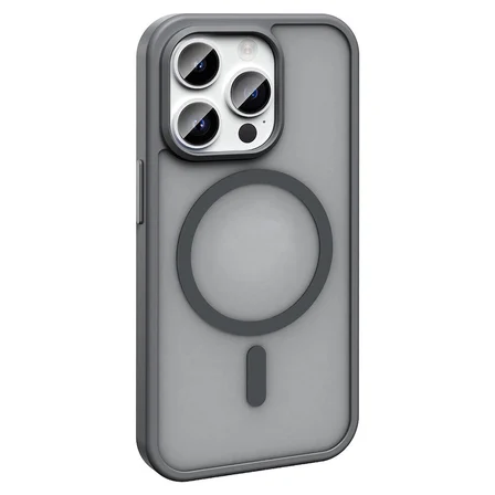 iPhone 14 Pro Max Kılıf Magsafe Şarj Özellikli Mat Arka Yüzey Zore Sio Kapak-Gri