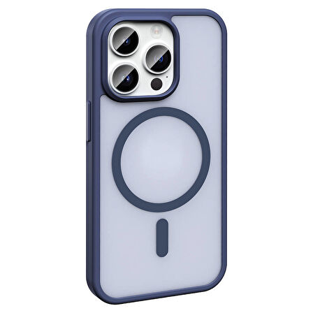 Apple iPhone 14 Pro Max Kılıf Magsafe Şarj Özellikli Mat Arka Yüzey Zore Sio Kapak-Koyu Mor