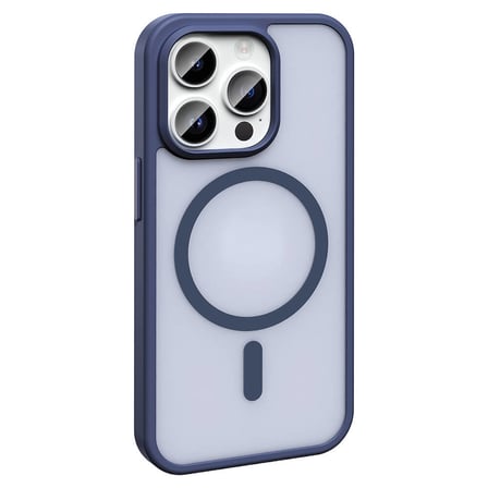 iPhone 14 Pro Kılıf Magsafe Şarj Özellikli Mat Arka Yüzey NRTK Sio Kapak-Lacivert