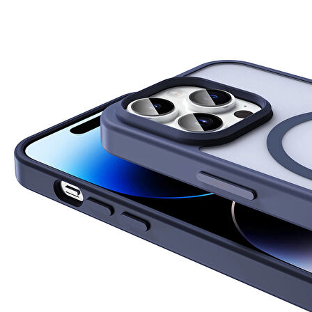 Apple iPhone 14 Pro Uyumlu Kılıf Magsafe Şarj Özellikli Mat Arka Yüzey Sio Kapak