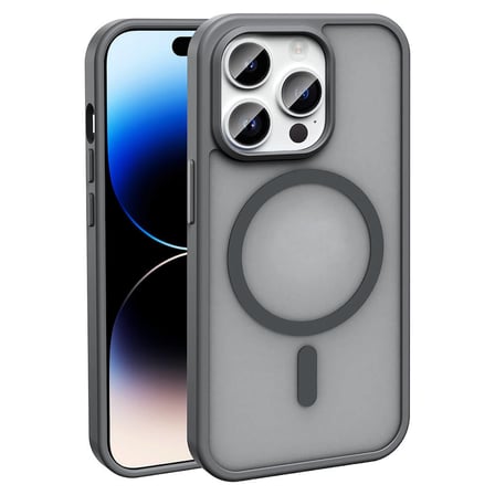 iPhone 14 Pro Kılıf Magsafe Şarj Özellikli Mat Arka Yüzey MKST Sio Kapak-Gri