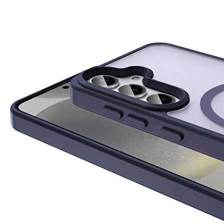 Galaxy S24 Kılıf Magsafe Şarj Özellikli Mat Arka Yüzey Zore Sio Kapak-Koyu Mor