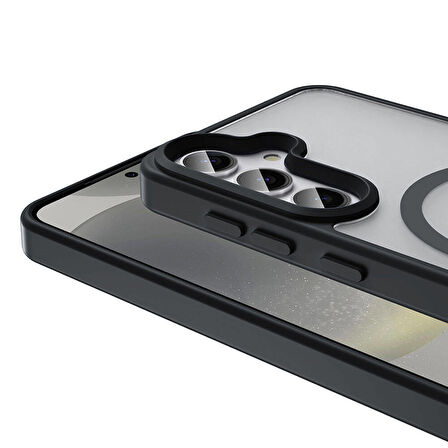 Galaxy S24 Plus Kılıf Magsafe Şarj Özellikli Mat Arka Yüzey Zore Sio Kapak-Siyah