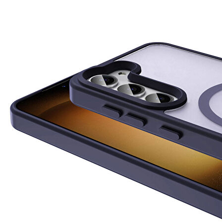 Galaxy S23 Kılıf Magsafe Şarj Özellikli Mat Arka Yüzey Zore Sio Kapak-Siyah