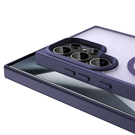 Galaxy S23 Ultra Kılıf Magsafe Şarj Özellikli Mat Arka Yüzey Zore Sio Kapak-Lacivert