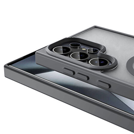 Galaxy S23 Ultra Kılıf Magsafe Şarj Özellikli Mat Arka Yüzey Zore Sio Kapak-Gri