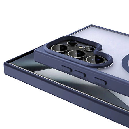 Galaxy S23 Ultra Kılıf Magsafe Şarj Özellikli Mat Arka Yüzey Zore Sio Kapak-Koyu Mor