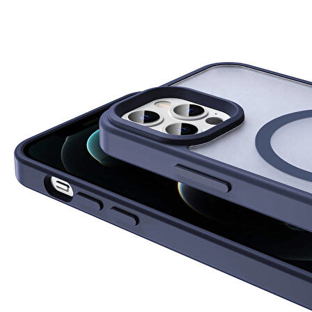 iPhone 12 Pro Kılıf Magsafe Şarj Özellikli Mat Arka Yüzey Zore Sio Kapak-Siyah