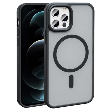 iPhone 12 Pro Kılıf Magsafe Şarj Özellikli Mat Arka Yüzey Zore Sio Kapak-Siyah
