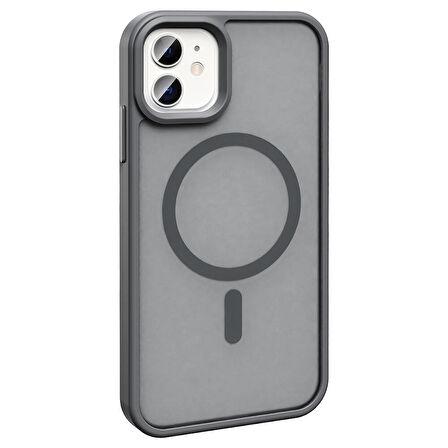 iPhone 12 Kılıf Magsafe Şarj Özellikli Mat Arka Yüzey Zore Sio Kapak-Lacivert