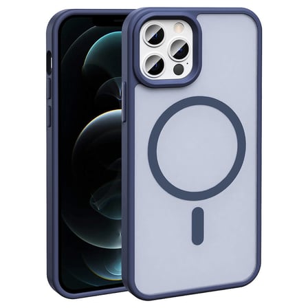 iPhone 12 Pro Kılıf Magsafe Şarj Özellikli Mat Arka Yüzey NRTK Sio Kapak-Lacivert