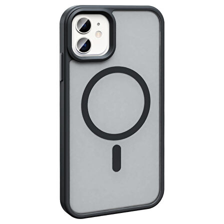 iPhone 12 Kılıf Magsafe Şarj Özellikli Mat Arka Yüzey Zore Sio Kapak-Gri