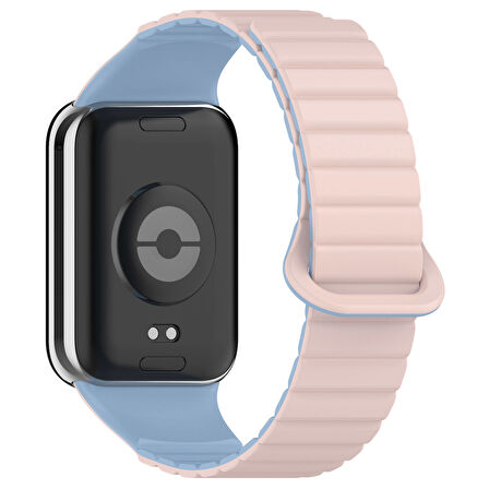Xiaomi Mi Band 8 Pro Silikon Kordon Zore KRD-105 Strap Kayış-Pembe-Mavi