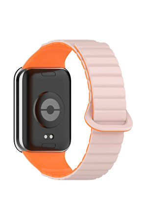 Xiaomi Redmi Watch 4 Silikon Kordon Ensueno KRD-105 Strap Kayış-Pembe-Turuncu