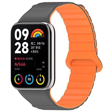 Xiaomi Mi Band 8 Pro Silikon Kordon Zore KRD-105 Strap Kayış-Pembe-Turuncu