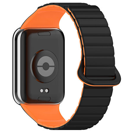 Xiaomi Redmi Watch 4 Silikon Kordon Zore KRD-105 Strap Kayış-Siyah-Turuncu