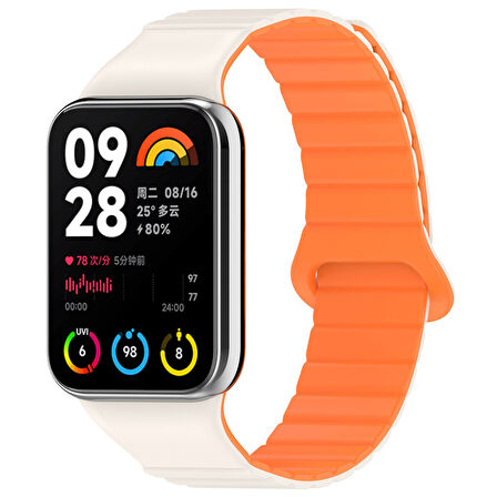 Xiaomi Redmi Watch 4 Silikon Kordon Zore KRD-105 Strap Kayış-Siyah-Turuncu