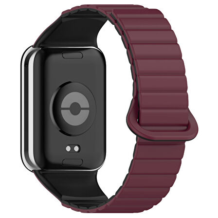 Xiaomi Redmi Watch 4 Silikon Kordon Zore KRD-105 Strap Kayış-Koyu Kırmızı-Siyah