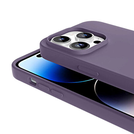 iPhone 14 Pro Kılıf Magsafe Şarj Özellikli Sıvı Teknolojili Silinebilir Sert Zore Kivi Kapak-Koyu Gr