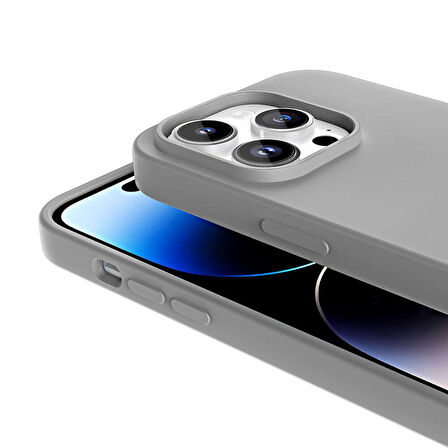 iPhone 14 Pro Kılıf Magsafe Şarj Özellikli Sıvı Teknolojili Silinebilir Sert Zore Kivi Kapak-Koyu Gr