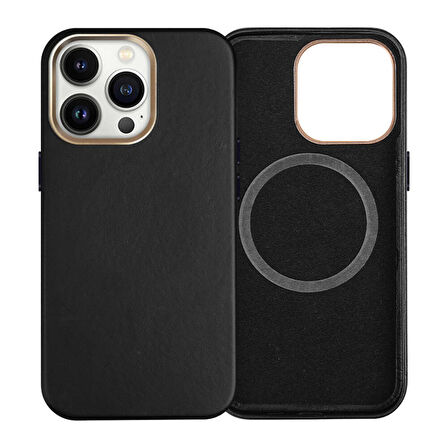 Apple iPhone 15 Pro Max Uyumlu Kılıf Magsafe Şarj Özellikli PU Deri Adora Kapak