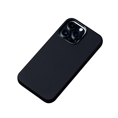 iPhone 15 Pro Max Kılıf Magsafe Şarj Özellikli PU Deri Zore Adora Kapak-Koyu Gri