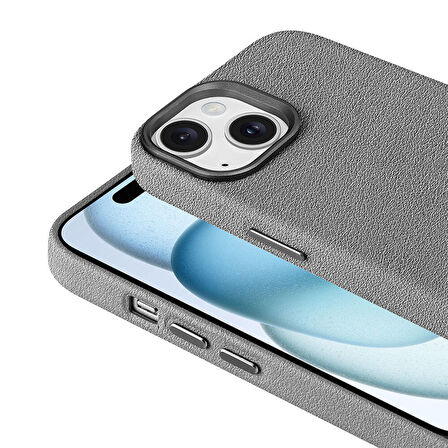 Apple iPhone 14 Kılıf Magsafe Şarj Özellikli PU Deri Zore Adora Kapak-Koyu Gri