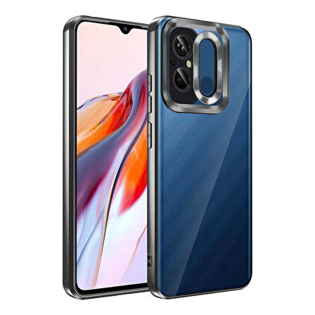 Xiaomi Redmi 12C Kılıf Kamera Korumalı Logo Gösteren Omega Kapak