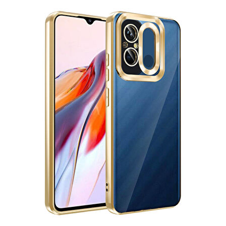 Xiaomi Redmi 12C Kılıf Kamera Korumalı Logo Gösteren Zore Omega Kapak-Gold